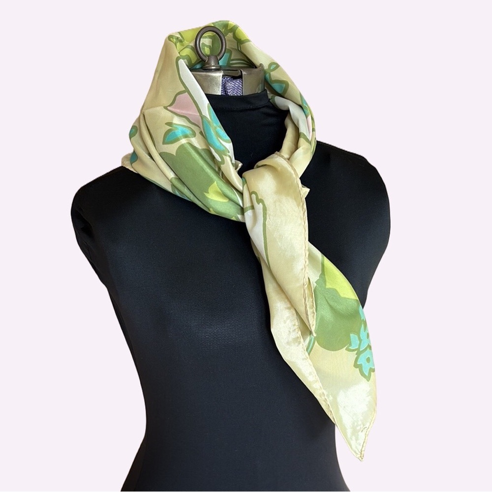 Vintage Floral Scarf in Yellow and Teal